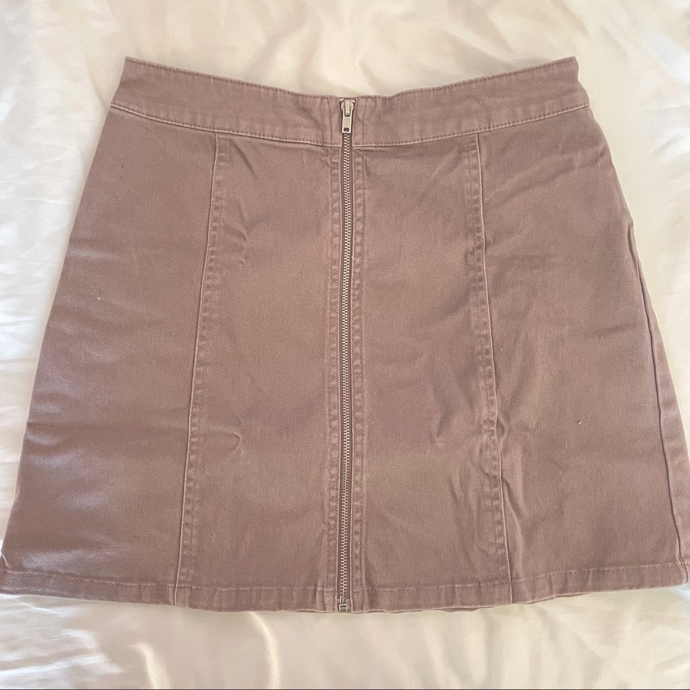 Lavender Gray Zip Denim Skirt